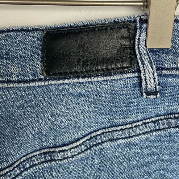 Express Blue Button Fly Slim Super High Rise Jeans 6 Regular 6R - Picture 3 of 6